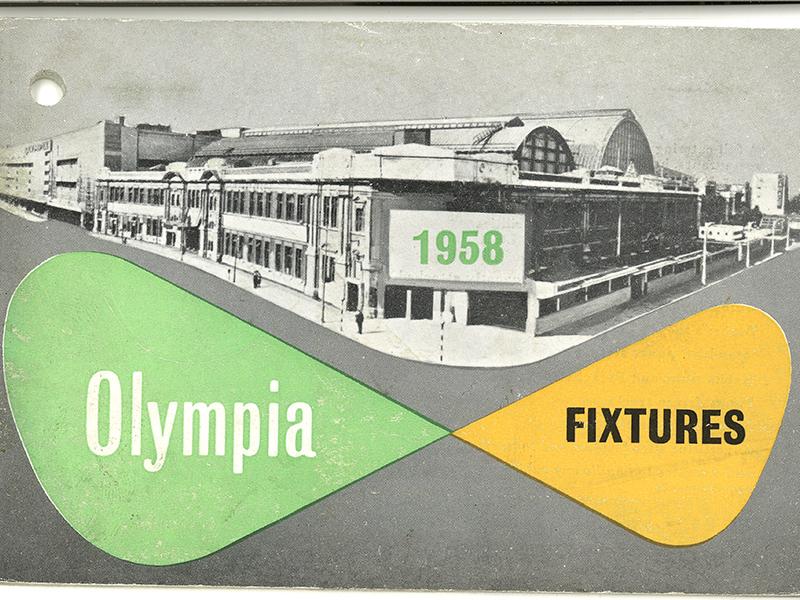 The cover of an event listing leaflet, illustrating Olympia London's long affiliation with art and design