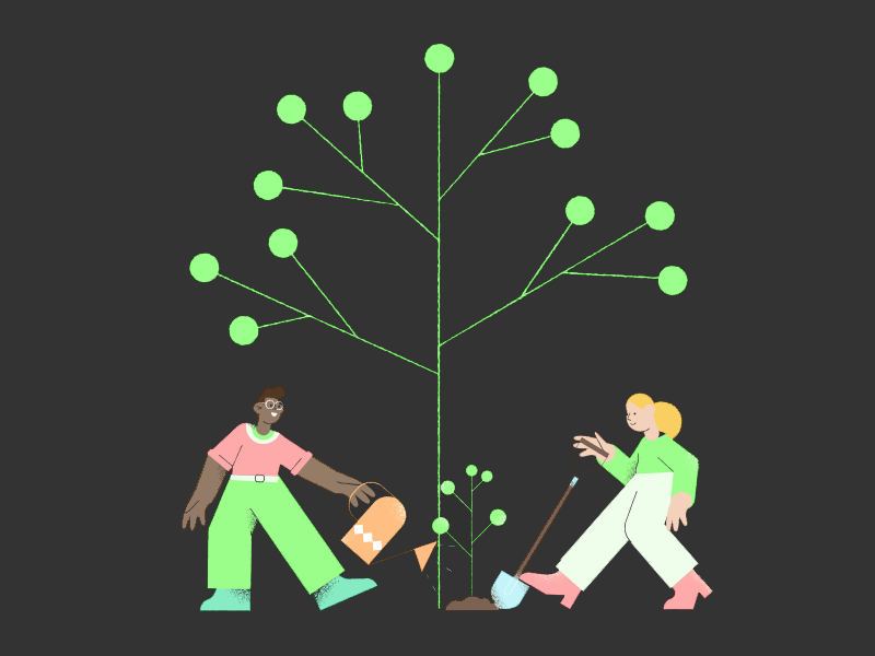 Illustration of people working together within the community